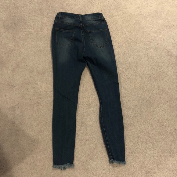 Fashionnova Distressed Fringe Ankle Skinny Jeans - Picture 4 of 5